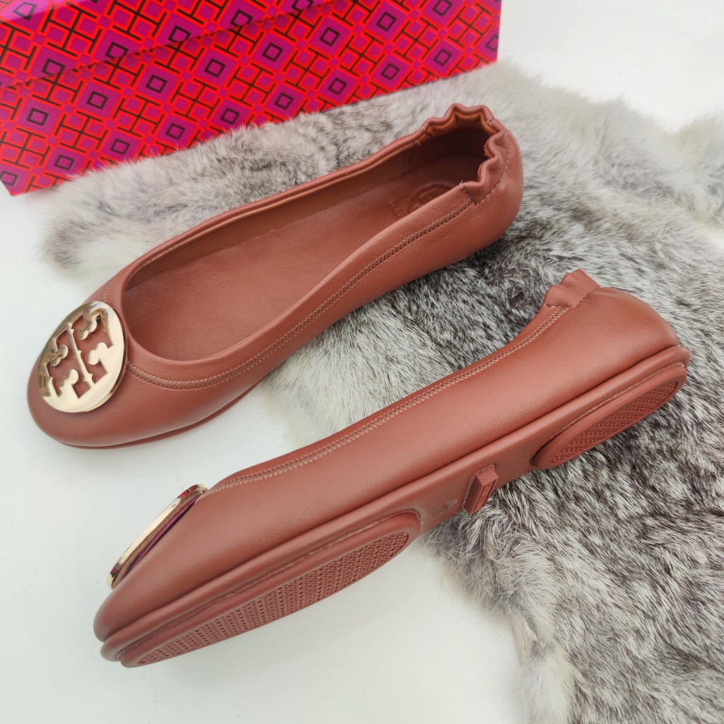 [Instant/Same Day]STB02-08   TORY BURCH  Sheepskin Double T LOGO Flat Ballet Shoes Women's Shoes   xie   STB01-13