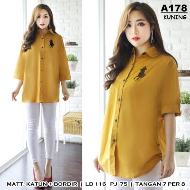 Kemeja polonia wanita super jumbo ld 116cm pjg 75