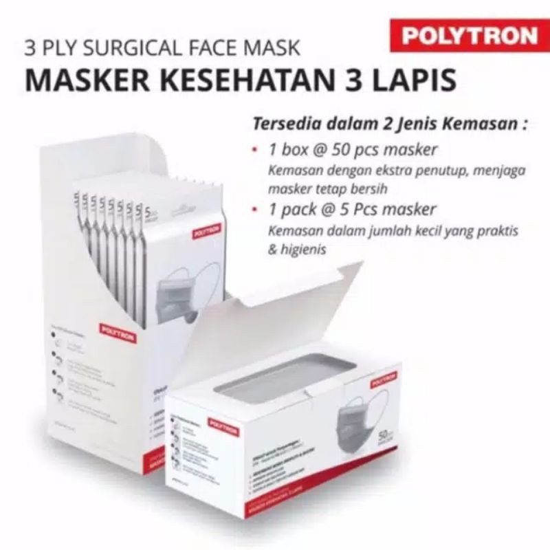 Masker kesehatan Polytron 3 Lapis isi 5pcs/masker medis ...