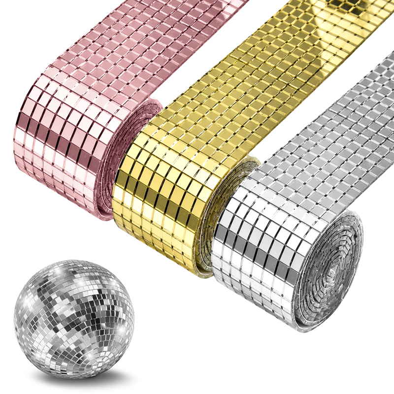 1464 Pcs / Rol Stiker Dinding 3D Mosaik Cermin Imitasi Bentuk Persegi Mini Dengan Perekat Untuk Dekorasi Kamar Mandi