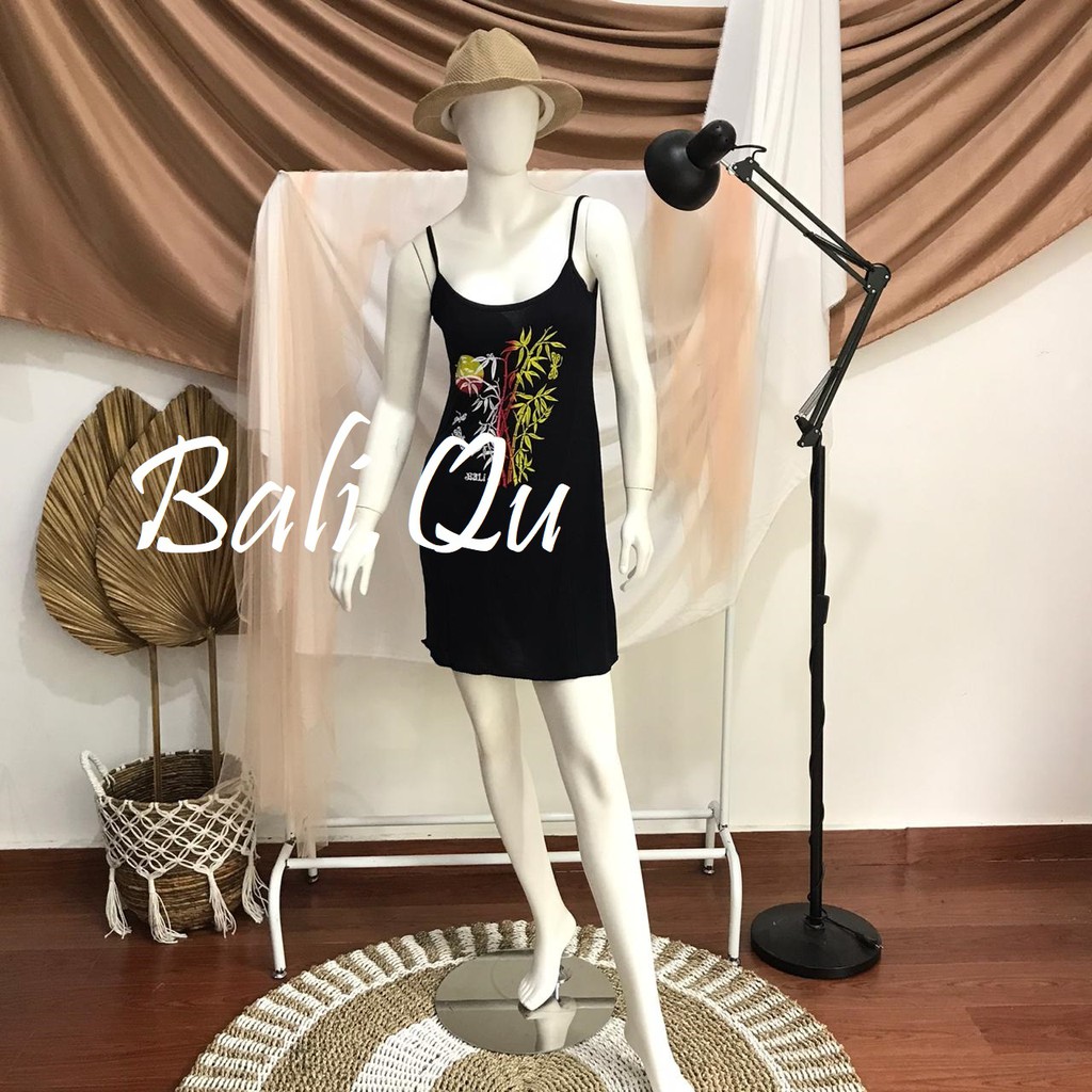Daster  Tali Satu Sablon Bambu Bali-HITAM