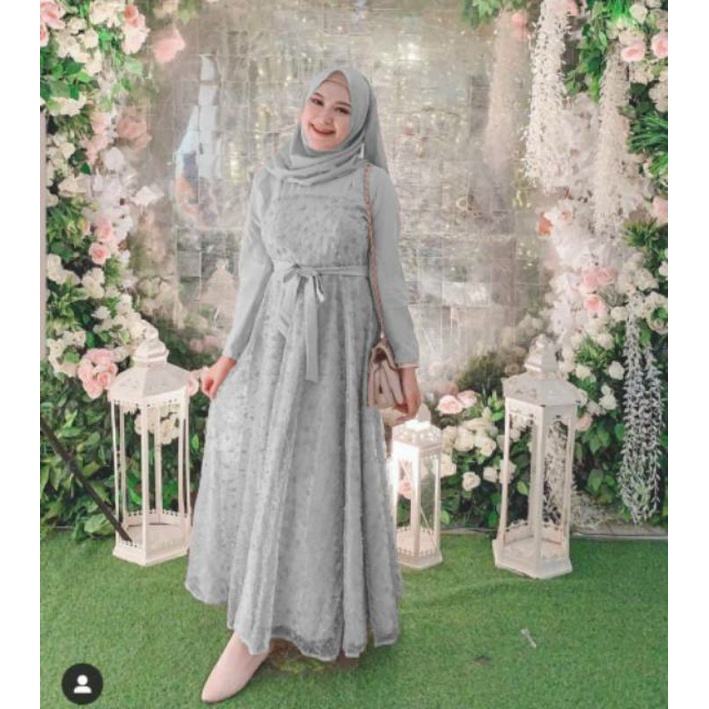Maxi jelita Maxi brukat tile/gamis hijab ready stok