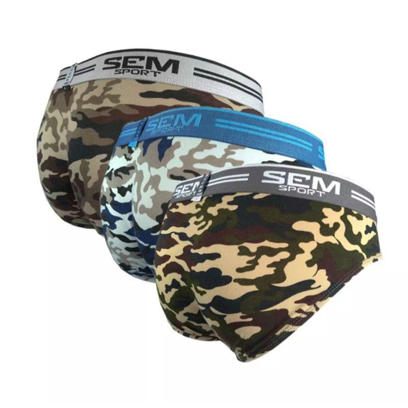 3pcs CD SEM Sport ARMY Pria Dewasa | Celana Dalam Agree Sport Karet Boxer Motif Tentara / Army | Open Sorex