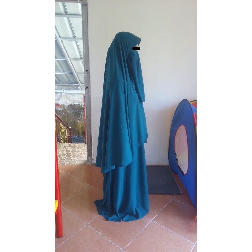 Gamis Wolfis Akhwat Set Cadar - Hitam, M