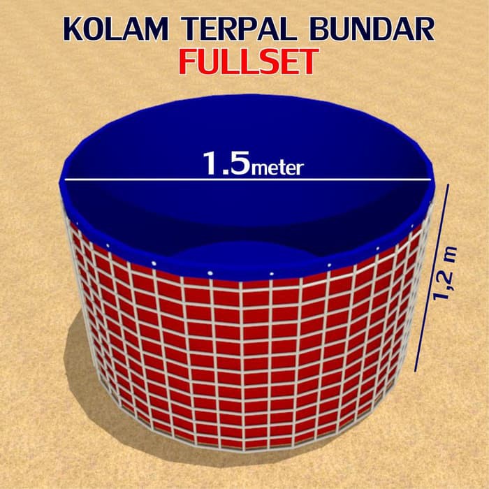 Kolam Terpal Bundar FULLSETT Diameter 1.5 M Tinggi 1.2 M Terpal Kolam