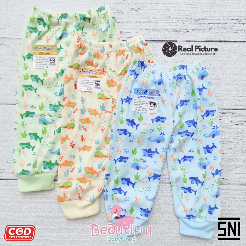 3pcs Celana Panjang Bayi SNI SMLXL Motif Sea / Celana Panjang Bayi Arini Baby / Baby.ou