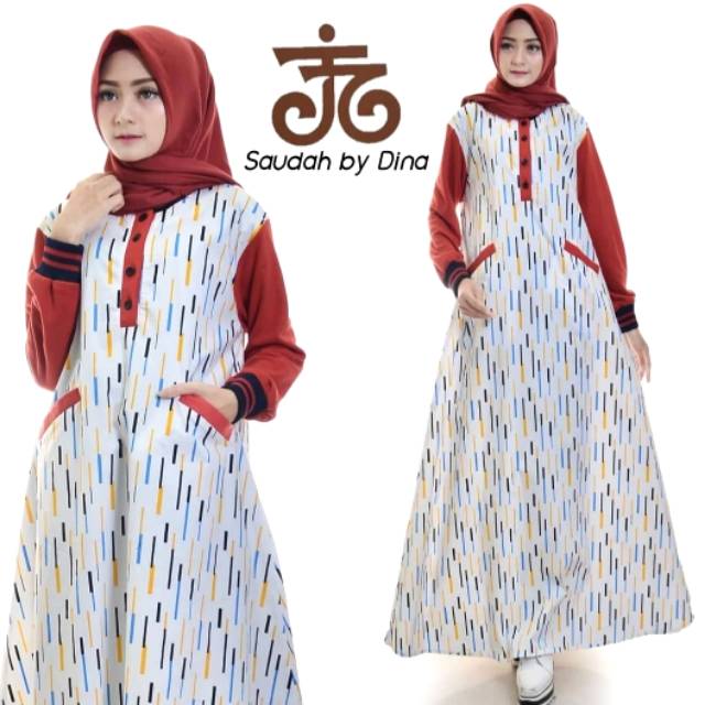 Gamis Putih Warna Merah