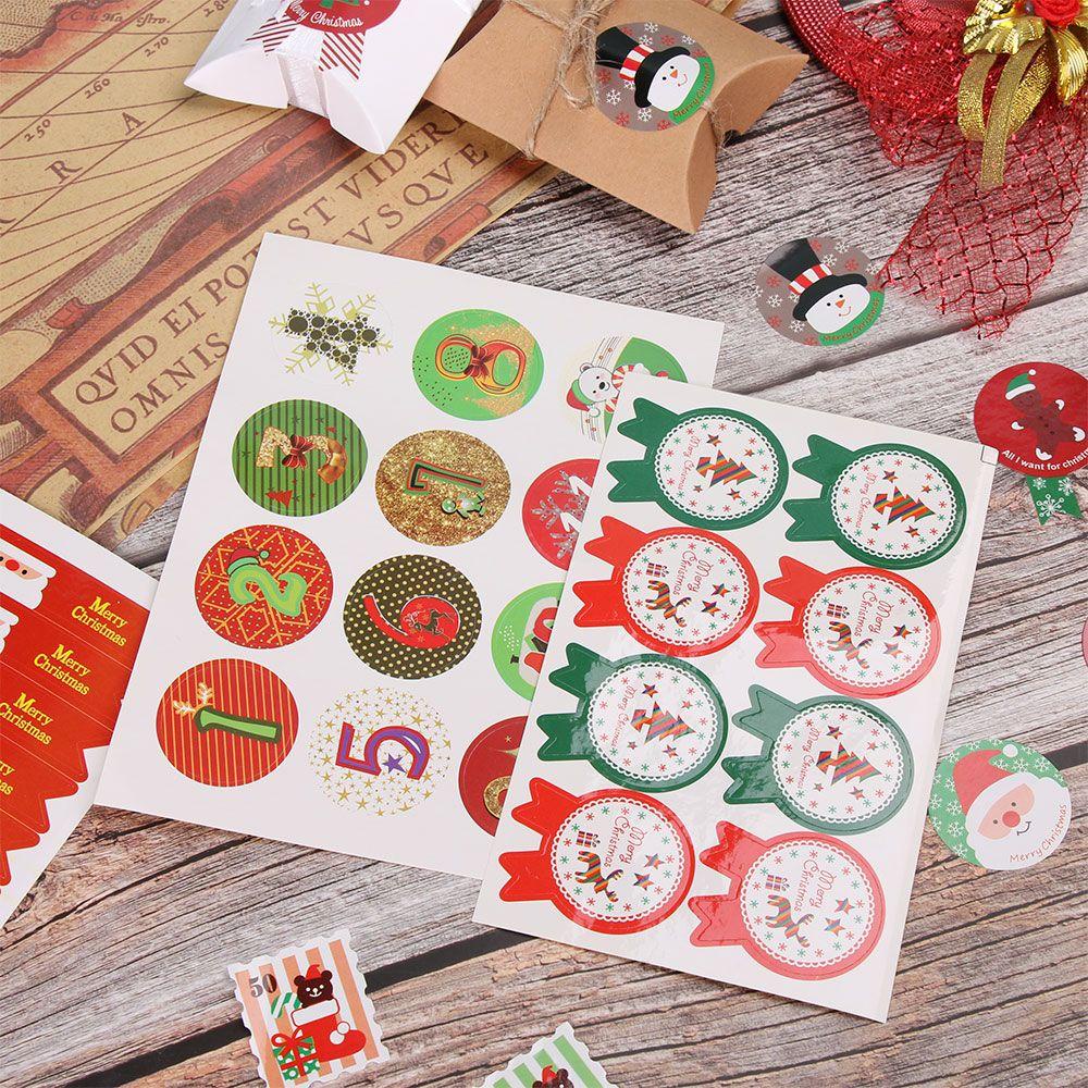 Populer 5pcs Kemasan Stiker Party Decoratie Natal Baking Paket Sealing Sticker