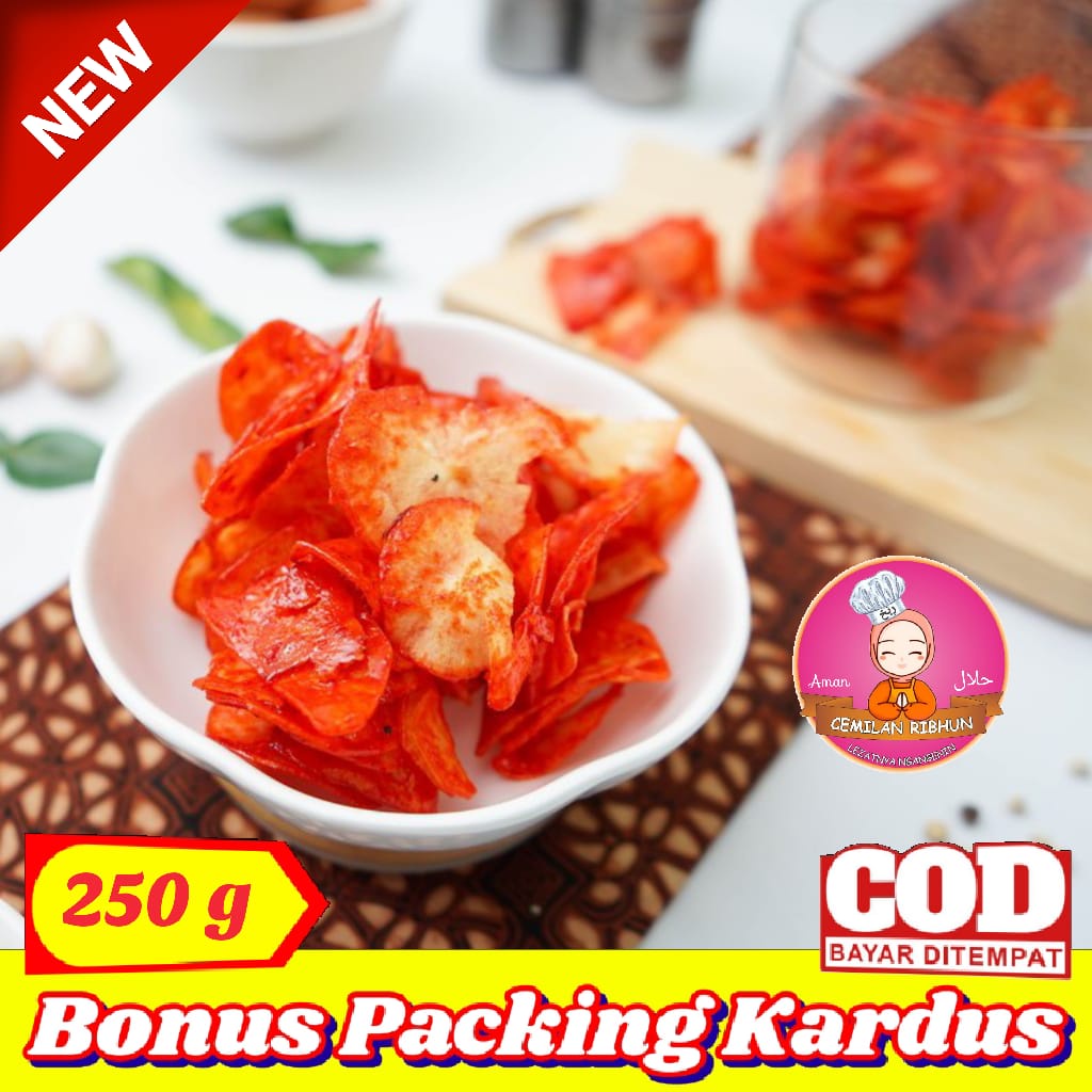 

Keripik Singkong Sanjay 250g Pedas Manis / Keripik Singkong Lengket Balado - Cemilan Ribhun makanan ringan snack kiloan