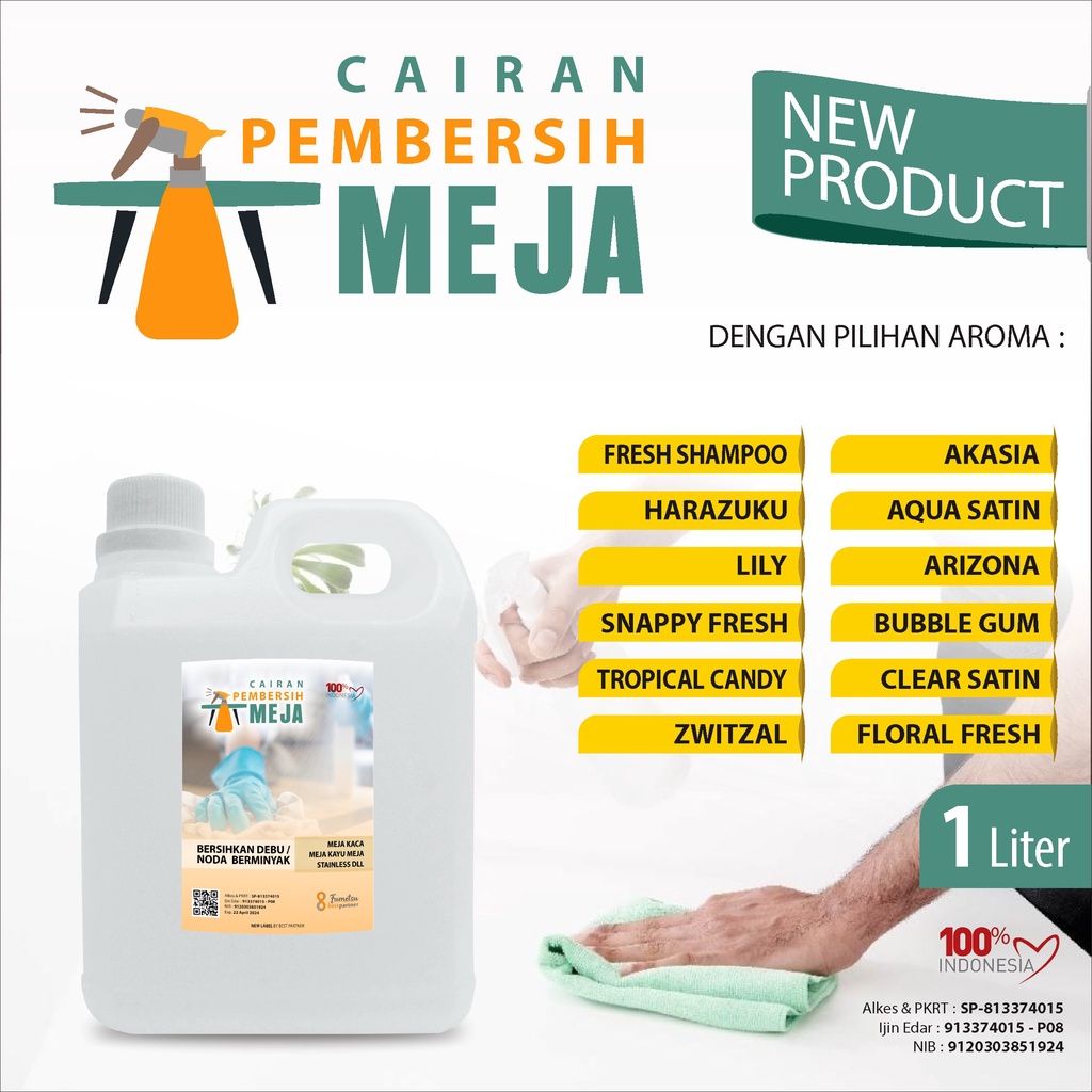 Cairan Pembersih Meja Aroma Wangi Segar Anti Amis  Kemasan 1 LIter Jerigen + Free Bubble Wrap