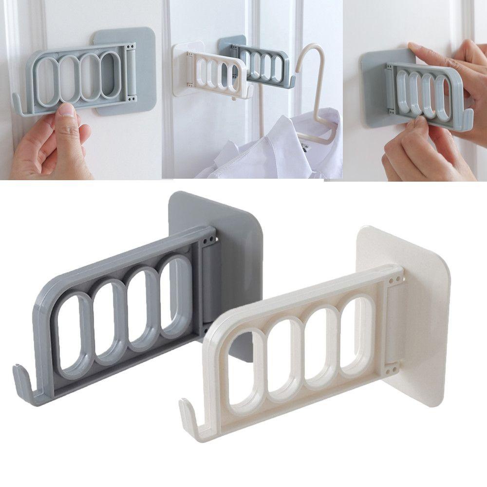 POPULAR Foldable Multifunctional Hanger Wall Mounted Storage Swivel Hook 4 Hole Clothes Hook Strong Adhesive Bathroom Wall Door Rotate Clothes Stand Plastic Seamless Stickers/Multicolor