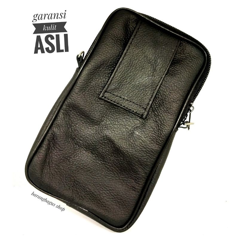 dompet sarung tempat tas selempang hp handphone kulit asli ukuran 6,5 dan 6 inch