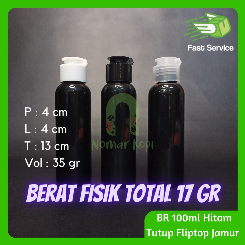 Botol 100ML BR HITAM Fliptop Jamur