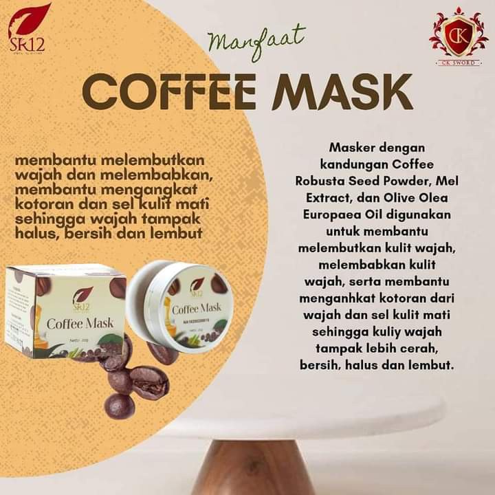 SR12 COFFEE MASK PEELING NATURAL / MASKER PEELING KOPI HERBAL / MENGATASI KOMEDO FLEK BEKAS JERAWAT