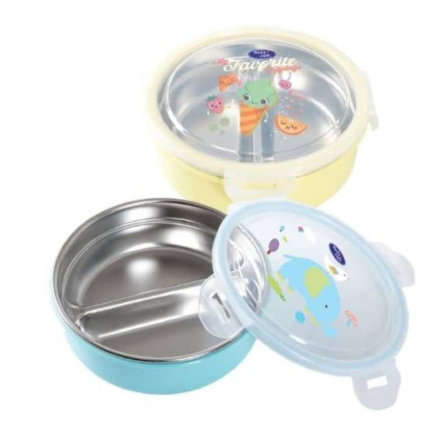 BABYSAFE Stainless Steel  Bowl 2 Section Lunch Box Mangkok Bayi - Yellow