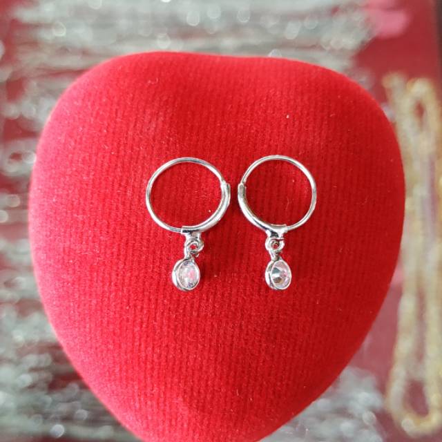 Anting kenip mata gantung perak asli silver 925 6