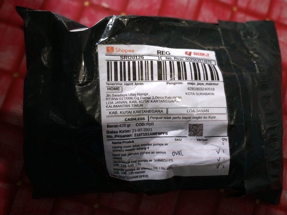 Casing Cover Tutup Impeller Pompa Air Shimizu Wasser Lubang 4