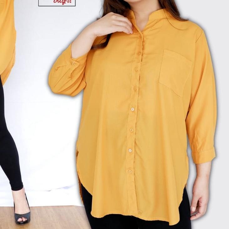 ❈ Kemeja Tunik Jumbo Terbaru / Tunik Kemeja Krah Shanghai Kekinian / Tunik Jumbo Xxxl Ld 120 Modern 