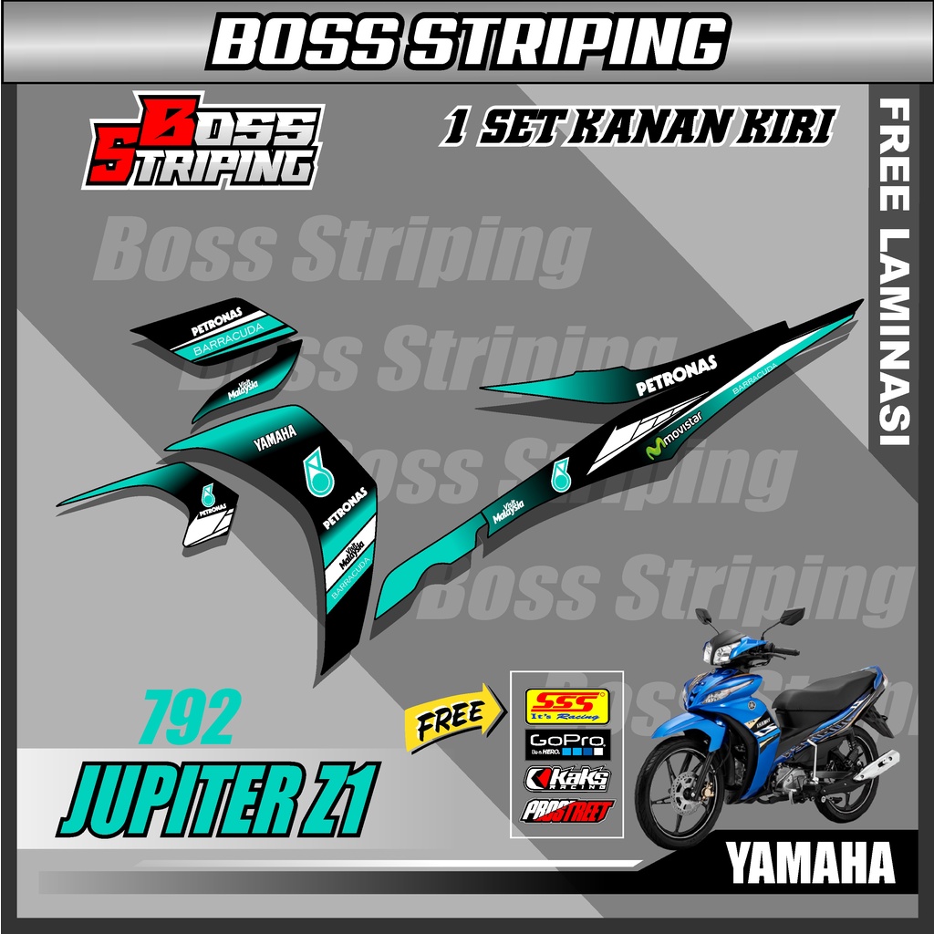 STIKER MOTOR / STRIPING JUPITER Z1 DESAIN RACING PETRONAS TERLARIS KEREN FREE LAMINASI