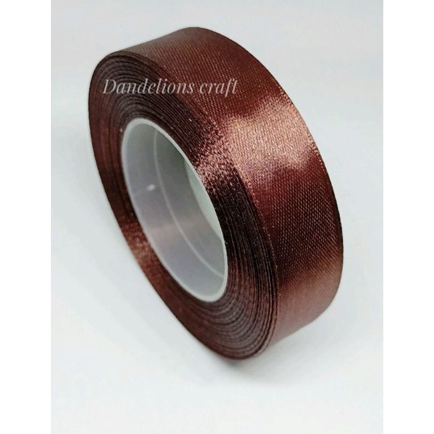 Pita Satin Saten 2,5cm COKLAT TUA Per Rol