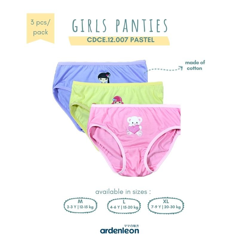 

ARDENLEON Celana Dalam Anak Perempuan (3 pcs) Pastel B Collection CDCE.12.007
