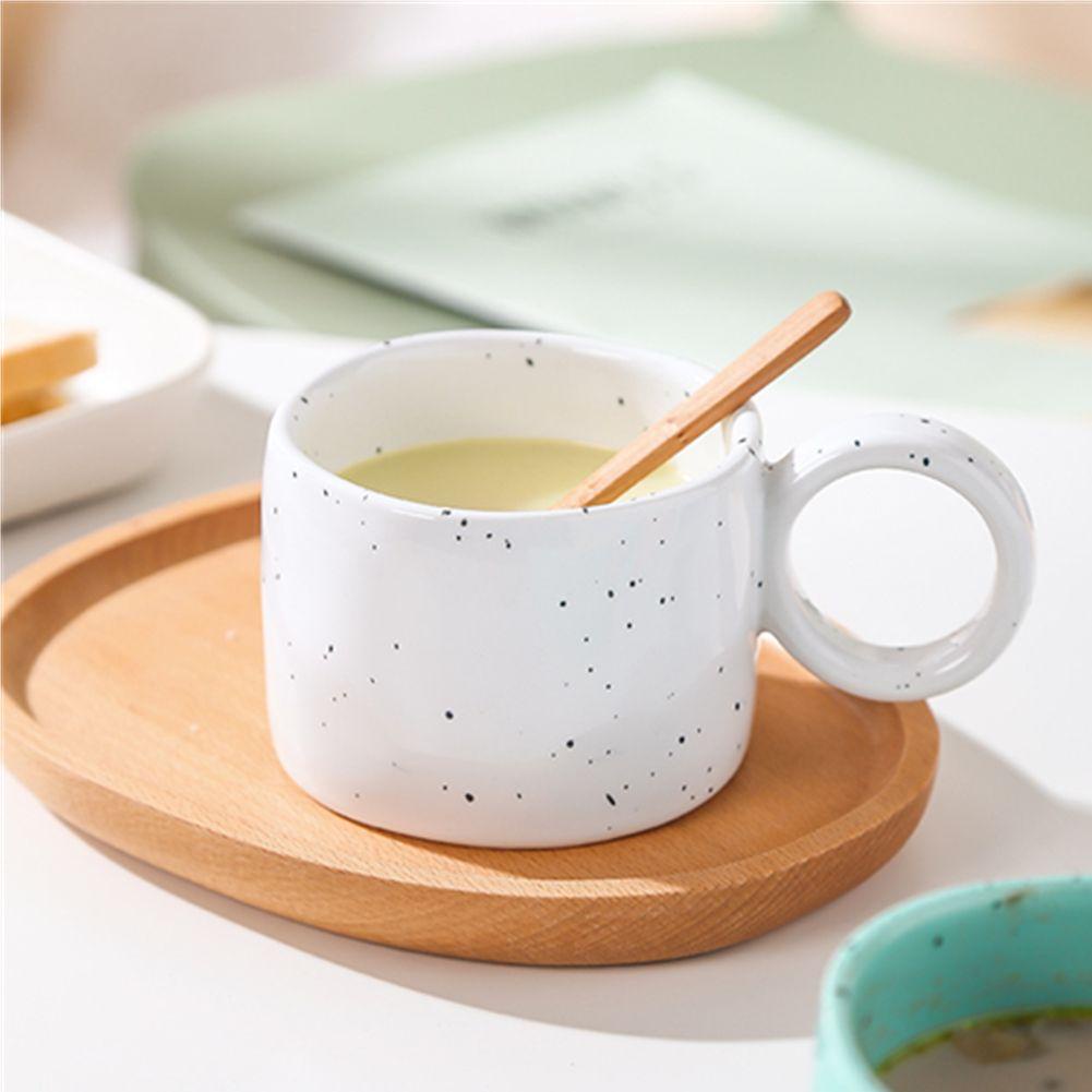 Solighter 300ML Mug Keramik Cangkir Bar Perlengkapan Hadiah Permen Warna 300 ml Couple Handle Cups Milk Cup Sesame Ceramic