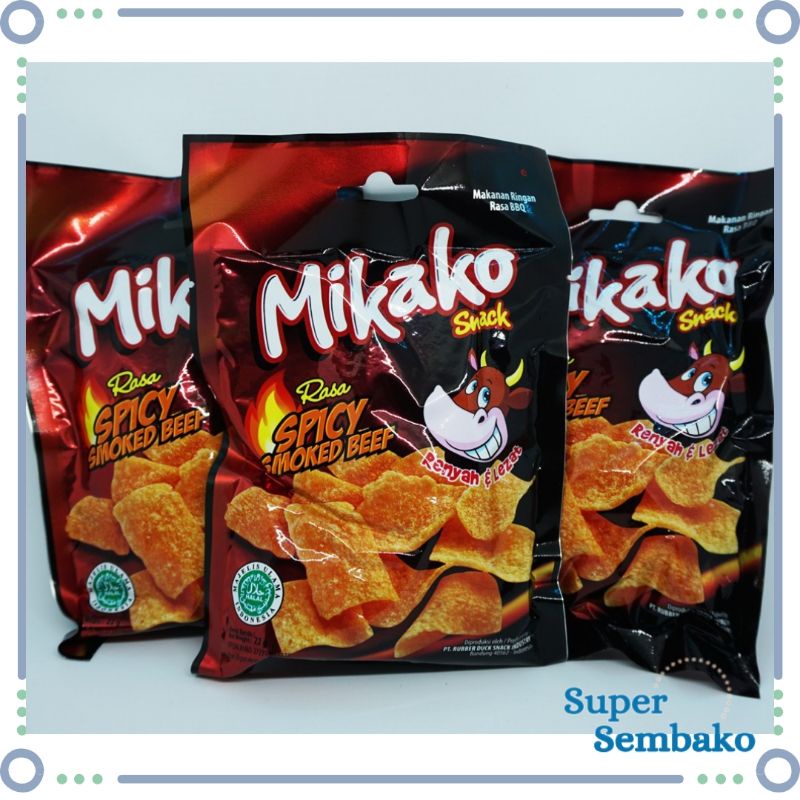 SNACK ASIN / MIKAKO SNACK RASA SAPI PANGGANG SPICY SMOKED BEEF 20g ISI 10 BUNGKUS