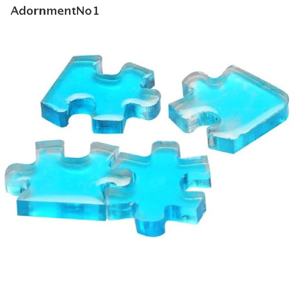 (AdornmentNo1) 4pcs / set Cetakan Liontin / Gantungan Kunci Bentuk Puzzle Bahan Silikon Resin UV