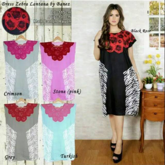 Daster kekinian/ Dress Midi Zebra Lantana By Banez