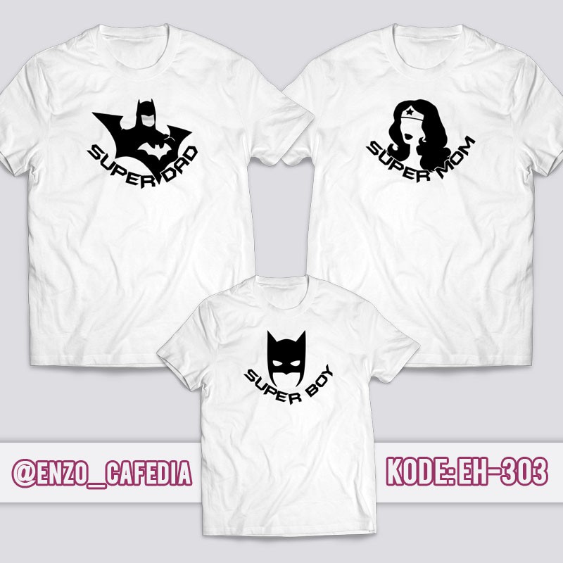 Baju Kaos Couple Keluarga | Kaos Custom Anak & Dewasa | Desain Kaos Superhero EH 303 | Gratis Custom