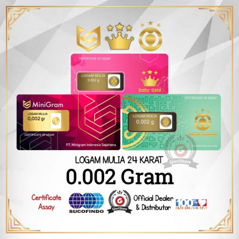 EMAS MINI 0.002 GRAM LOGAM MULIA 24 KARAT DIJAMIN ASLI ORIGINAL