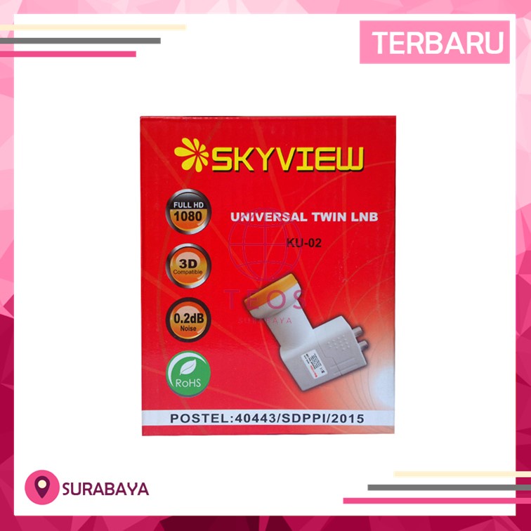 Terbaik Skyview Dual Out LNB Ku Band Noise 0.2 dB 2 Receiver TEOS