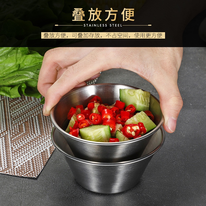 Stainless Steel Sauce Dishes Food Dipping Bowls Round Seasoning Dish Saucer Appetizer Plates