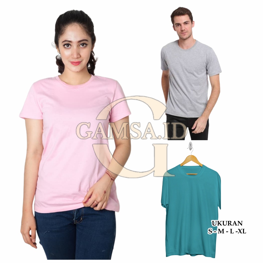 BAJU PENDEK PRIA WANITA - KAOS POLOS SANTAI PANTAI TSHIRT BAHAN COTTON COMBED 30 S