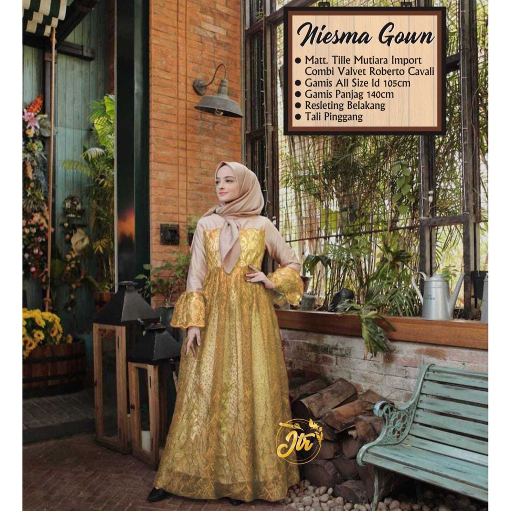 BAJU GAMIS PESTA/KONDANGAN BROKAT TILE MEWAH NIESMA GOWN GAUN TERBARU MURAH