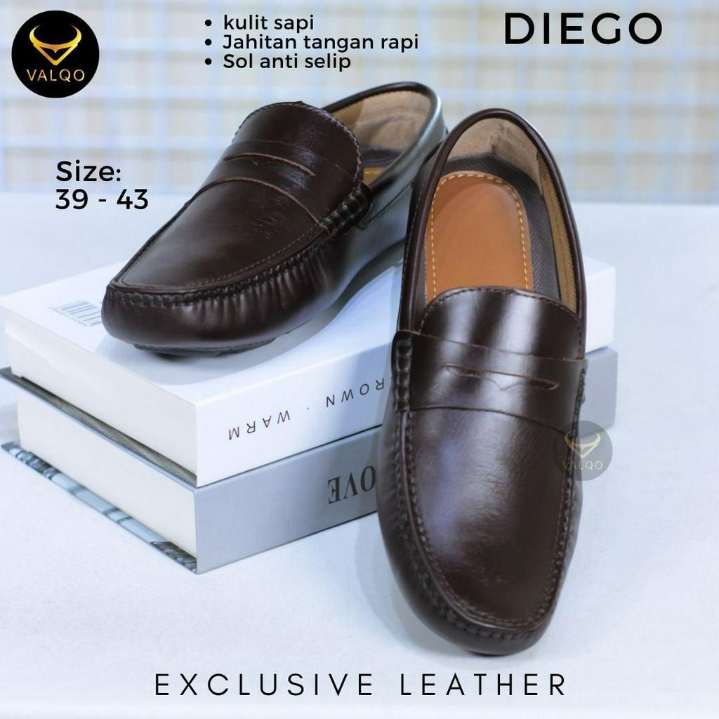 [VALQO] DIEGO Sepatu Kulit Sapi Pria Kantor Formal Kasual Casual Santai Loafer Flat Shoes Sol Anti Selip