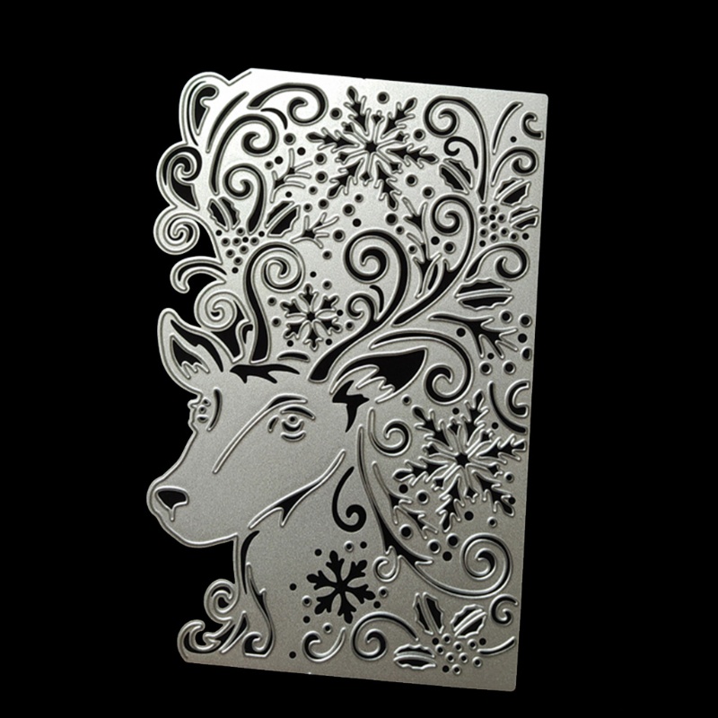 Cetakan Stensil Cutting Dies Motif Rusa Natal Bahan Metal Untuk Scrapbook / Craft DIY / Kartu