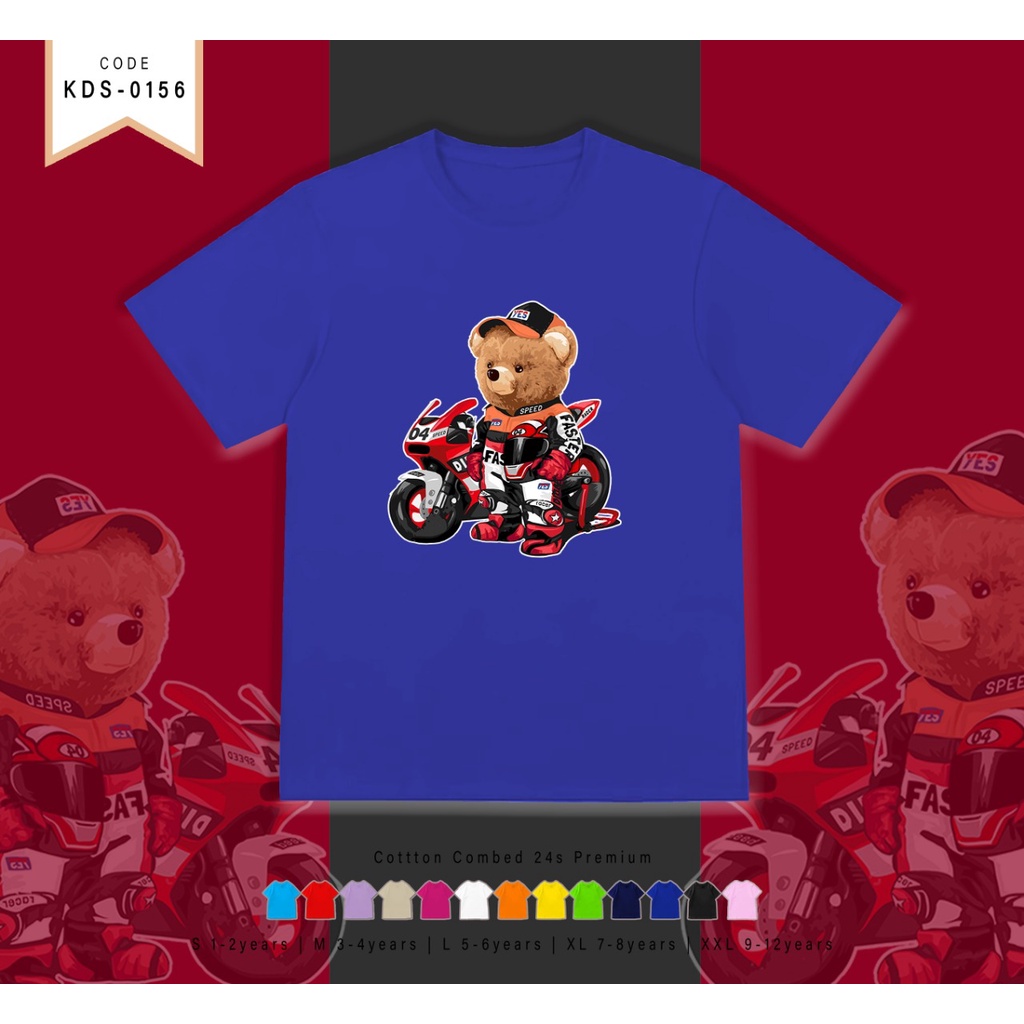 T-SHIRT / KAOS ANAK-ANAK TERMURAH BERGAMBAR BEAR MOTOR - TERIMA CUSTOM KAOS KELUARGA