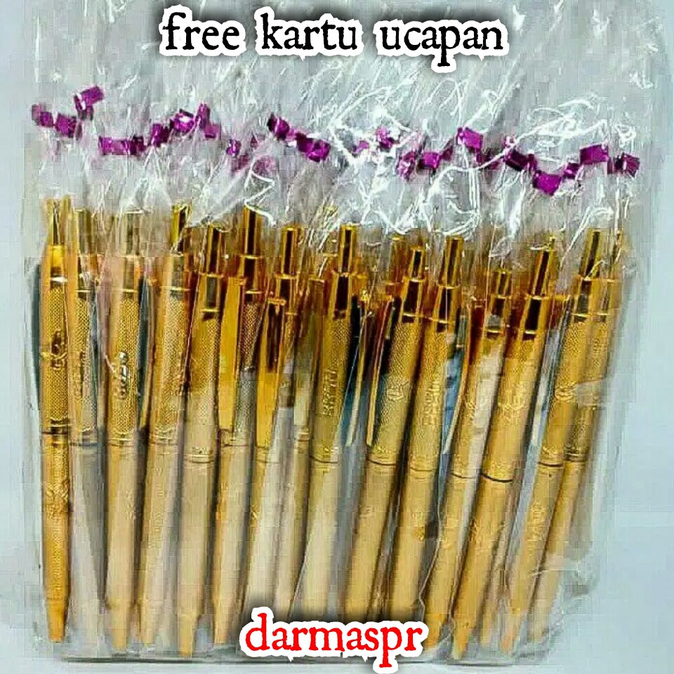 Souvenir Pulpen Emas Perak Bunga Kemasan PLASTIK Sovenir Hadiah Pernikahan Murah