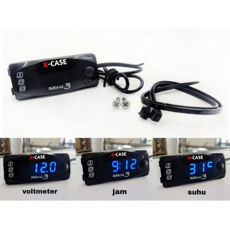 Voltmeter Volt Meter ACCU Aki 3 in 1 Mini 3 12V Universal Semua Motor Bisa