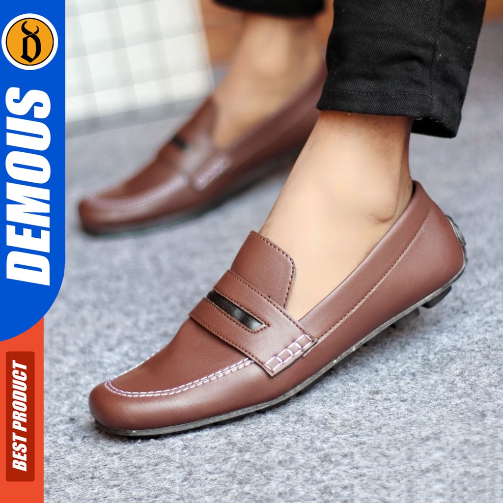 Sepatu Formal Pria Sepatu Casual Pria Kulit Pu Slop Sepatu Pantofel Kerja Kantor Kuliah Kondangan Sepatu Hitam Pria DEMOUS GALASA