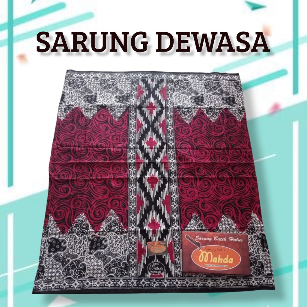 Sarung mahda dewasa sarung batik cap pekalongan zigzag merah putih ukel abstrak keong jk67 beliung
