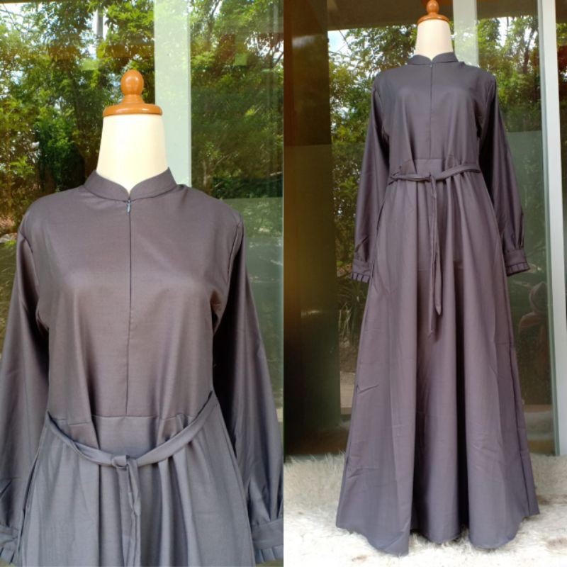 Dress Toyobo Polos Tangan Manset