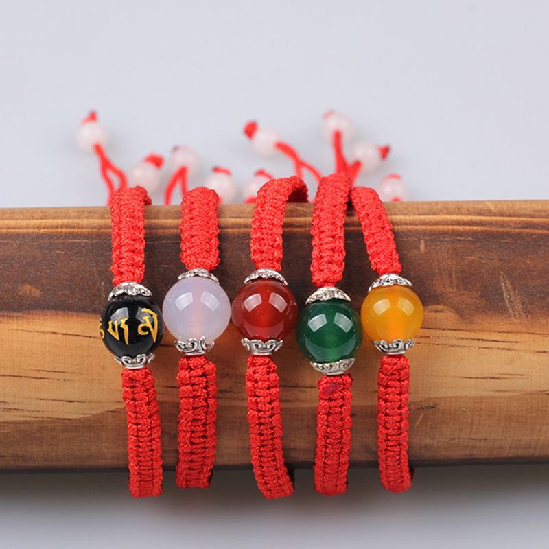 Gelang Lucky Red String Rope Agates Beads