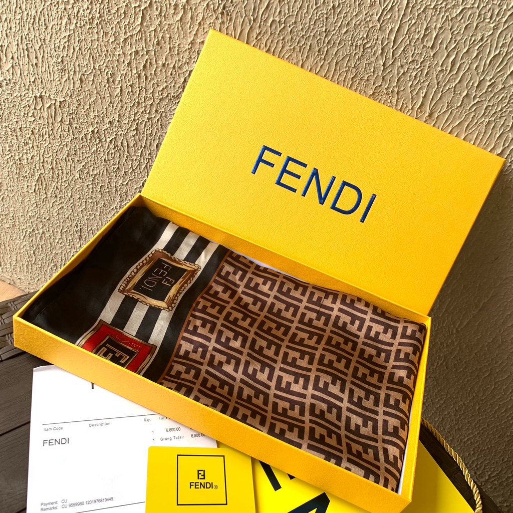 LUXY LX4020 SELENDANG WANITA SCARF / SYAL F*ENDI BRANDED FULL SET LENGKAP PAPERBAG + BOX + FAKEBILL IMPORT QUALITY KUALITAS PLATINUM-1