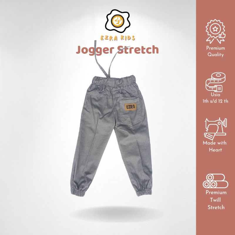 Celana Jogger Anak Laki Laki Bahan chino Twill Stretch Melar Ezra Kids Usia 1-12 Tahun