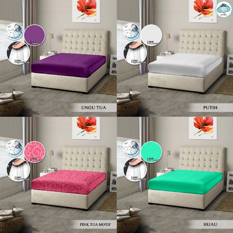 SPREI MONALISA POLOS WATERPROOF - 160x200 anti ompol air water proof polos emboss- 160 QUEEN sp160wpmona-Random