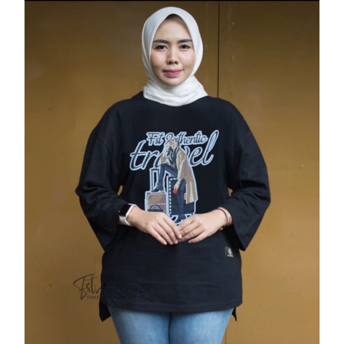 KAOS WANITA OVETSIZE MODEL PINGUIN DINARRY FST AUTHENTIC STYLE HIJAB ALLSIZE JUMBO TERLARIS / TERBAR