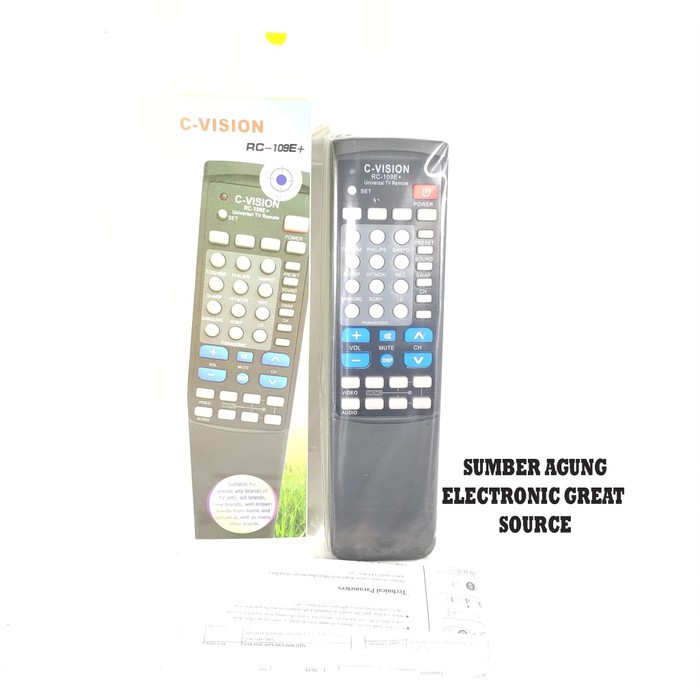 CVISION Remot Universal Remote TV RC109E 109 Segala Jenis Televisi