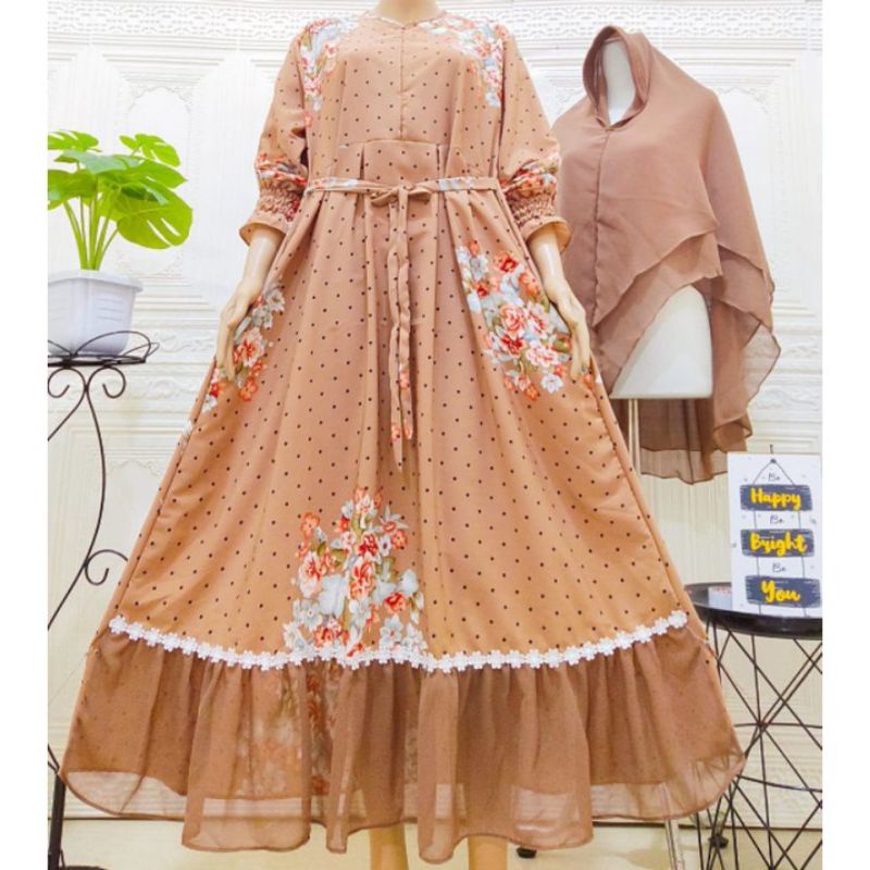 baju gamis muslim syar'i kerudung